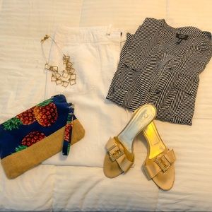 New Directions White Linen Pants size 14